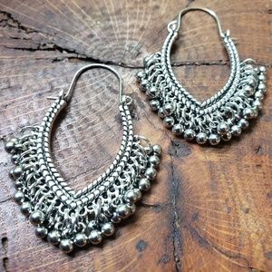 Vintage silver look ghungroo tassel earrings